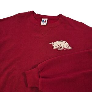 Vintage Arkansas Razorbacks Sweatshirt Mens XL Red Crewneck Russell Made in USA